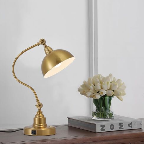 Vintage Brass Gold Desk Lamp Decorative Table Lamp for Home Office Living Room Bedroom Desk Light, Rustic Industrial Farmhouse Antique Library Study Desk Lamp E26 LED Bulb Included in Saudi Arabia