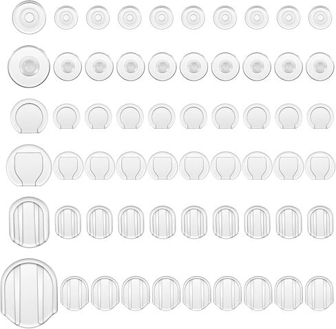 60 Pcs 6 Size Earring Pads Clear Comfort Earring Cushions Pads Clip-On Earrings Backs Earringes Covers for Sports Clips On Earrings (White Clear) in Saudi Arabia