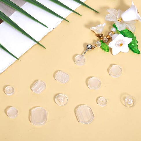 60 Pcs 6 Size Earring Pads Clear Comfort Earring Cushions Pads Clip-On Earrings Backs Earringes Covers for Sports Clips On Earrings (White Clear) in Saudi Arabia