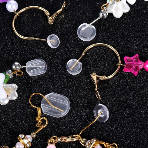 60 Pcs 6 Size Earring Pads Clear Comfort Earring Cushions Pads Clip-On Earrings Backs Earringes Covers for Sports Clips On Earrings (White Clear) in Saudi Arabia