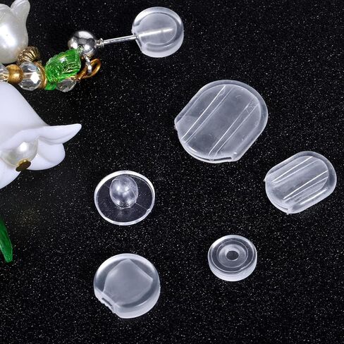 60 Pcs 6 Size Earring Pads Clear Comfort Earring Cushions Pads Clip-On Earrings Backs Earringes Covers for Sports Clips On Earrings (White Clear) in Saudi Arabia