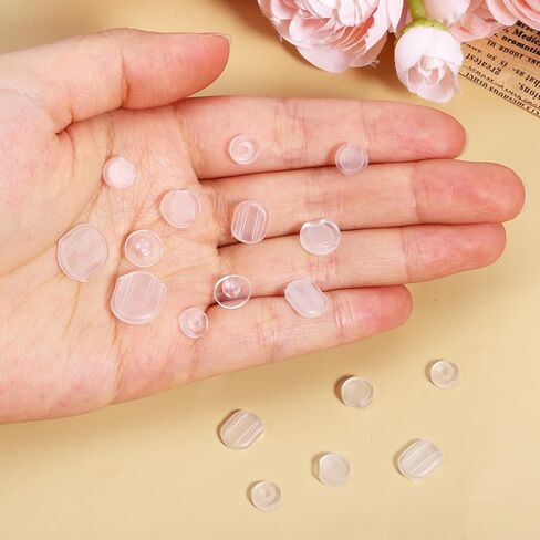 60 Pcs 6 Size Earring Pads Clear Comfort Earring Cushions Pads Clip-On Earrings Backs Earringes Covers for Sports Clips On Earrings (White Clear) in Saudi Arabia