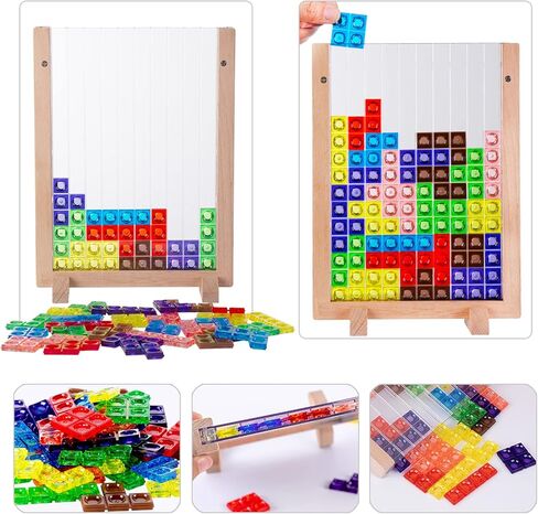 لعبة ألغاز مكعبات البناء، ألعاب دعابة بلاستيكية مع إطار خشبي عمودي، ألعاب تكديس روسية للأطفال ألعاب تعليمية مبكرة ألعاب مونتيسوري للأولاد والبنات in Kuwait