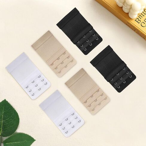 9 Pcs Stretch Bra Extender Set – 3 Hook Elastic Bra Buckle for Band Adjustment, Nylon and Stainless Steel Back Extender for Women’s Underwear (Black/White/Skin) in Saudi Arabia