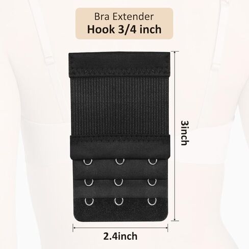 9 Pcs Stretch Bra Extender Set – 3 Hook Elastic Bra Buckle for Band Adjustment, Nylon and Stainless Steel Back Extender for Women’s Underwear (Black/White/Skin) in Saudi Arabia