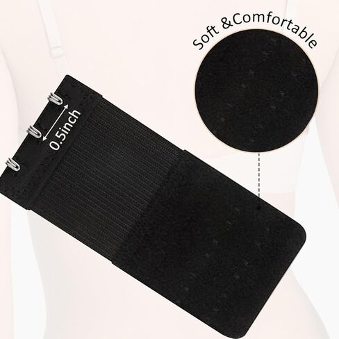 9 Pcs Stretch Bra Extender Set – 3 Hook Elastic Bra Buckle for Band Adjustment, Nylon and Stainless Steel Back Extender for Women’s Underwear (Black/White/Skin) in Saudi Arabia