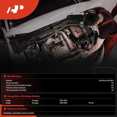 A-Premium HVAC Heater Hose Pipe Line Assembly with Protective Sleeve, Clamps, Coolant Hose Heat Shield Compatible with Dodge Durango 2001-2002, Durango 2003 5.9L in Saudi Arabia