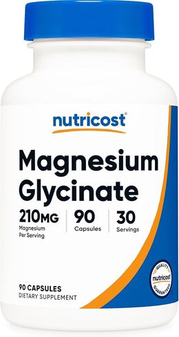 Nutricost Magnesium Glycinate Capsules (90 Capsules, 210 mg Magnesium Glycinate Per Serving) - Magnesium Glycinate Supplement for Gentle Absorption in Saudi Arabia