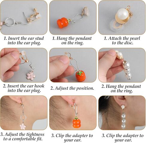16 PCS Clip on Earring Converter Silicone Earring Pads Golden Clip on Earrings Backs Earrings Backings Making Components Findings with Silicon Pads for Women Men Non Pierced Ears, Silver Gold in Saudi Arabia