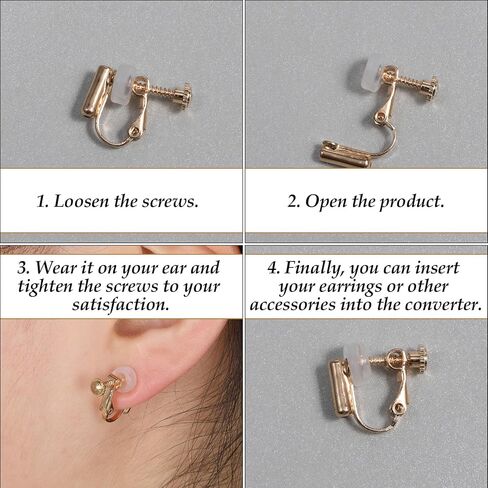 16 PCS Clip on Earring Converter Silicone Earring Pads Golden Clip on Earrings Backs Earrings Backings Making Components Findings with Silicon Pads for Women Men Non Pierced Ears, Silver Gold in Saudi Arabia