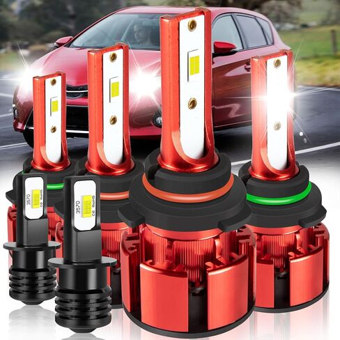 لمبات الإضاءة Kia Soul 2014-2019 مع مروحة تبريد 20,000 دورة في الدقيقة، سطوع 800% Hi وLo Beam+مصابيح الضباب، 6500K، 36000LM فائقة السطوع، تبديد الحرارة بكفاءة، 4 قطع in Kuwait