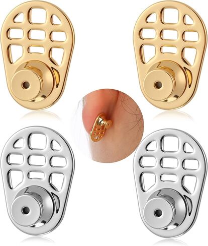 4 PCS Large Earring Backs Sturdy Grid-Pattern Earring Lifters Durable Earrings Lifter Backs Locking Heavy Earrings Back Replacements Adjustable Support Backings for Droopy Ears in Saudi Arabia