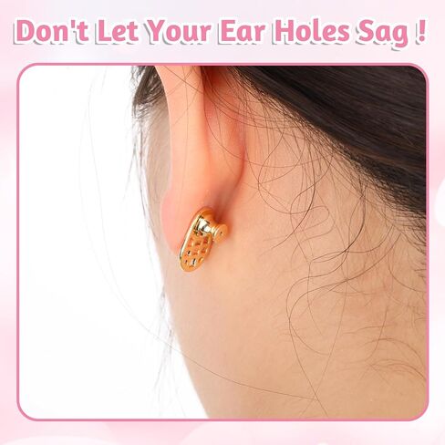 4 PCS Large Earring Backs Sturdy Grid-Pattern Earring Lifters Durable Earrings Lifter Backs Locking Heavy Earrings Back Replacements Adjustable Support Backings for Droopy Ears in Saudi Arabia