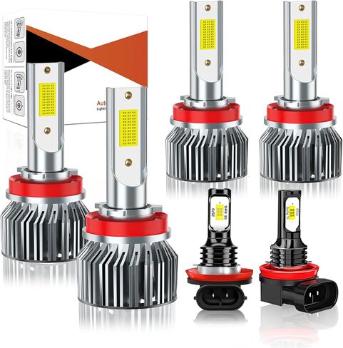 مناسب لـ 2016 2017 2018 2019 2020 2021 2022 2023 Toyota Tacoma High Beam Low Beam Fog Light Bulbs Combo، 6500K أمان أبيض ساطع، ترقية رؤية محسنة مع مروحة، التوصيل والتشغيل، IP68 6-Pack in Saudi Arabia