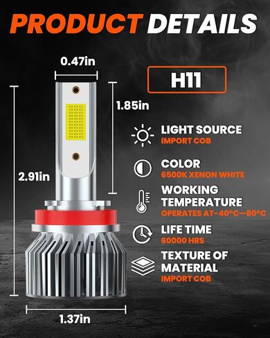 مناسب لـ 2016 2017 2018 2019 2020 2021 2022 2023 Toyota Tacoma High Beam Low Beam Fog Light Bulbs Combo، 6500K أمان أبيض ساطع، ترقية رؤية محسنة مع مروحة، التوصيل والتشغيل، IP68 6-Pack in Saudi Arabia