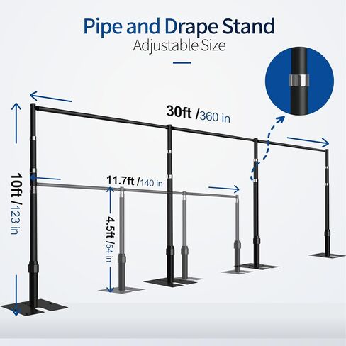 Pipe and Drape Backdrop Stand, 20x10ft Heavy Duty Adjustable Backdrop Frame with Metal Base, Background Holder for Parties Photography Wedding Photoshoot Decoration in Saudi Arabia