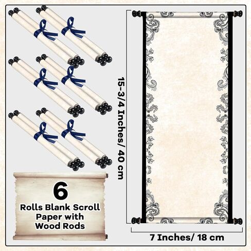 gisgfim 3Pcs Blank Paper Scrolls Small Vintage Paper Wrapped on Wood Rod 7x15-3/4 Inch Long Aged Blank Scroll for Writing Christmas Wedding Vows Invitation Letter Cosplay Prop Renaissance Festivals in Saudi Arabia