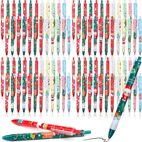 60 Pieces Christmas Multicolor Pens All In One 4-in-1 Ballpoint Pen Christmas Retractable Pen Santa Snowman Reindeer Writing Pens for Xmas Students School Office Coworker Supplies Gifts in Saudi Arabia