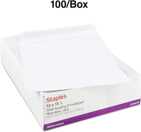 Staples Self Seal Catalog Envelopes, 12-inch x 15.5-inch, White, 200/Carton (ST609123-CCVS) in Saudi Arabia