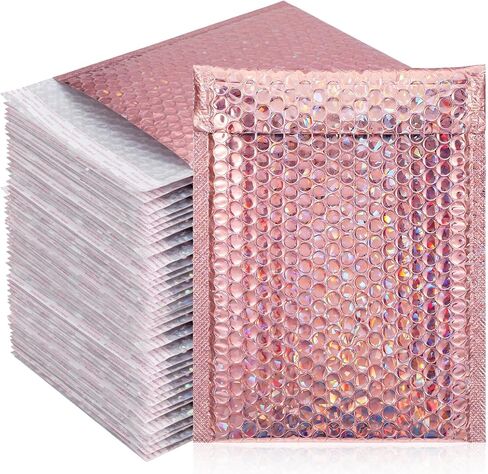 30 Pieces Bubble Poly Mailers, 7x11" Rose Gold Small Self Sealing Shipping Envelopes Bubble Mailers Opaque for Mailing, Packing, Small Business, Jewelry Makeup Supplies in Saudi Arabia