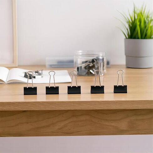 40 Counts Heavy Duty Black Binder Clips, 3/4 Inch (19mm) Small Metal Paper Clamps for Office, School, or Home – Secure Hold, Durable Steel in Saudi Arabia