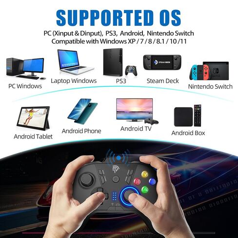 EasySMX X20 Wireless Gaming Controller with RGB Backlit, 2-Stage Hall Effect Stick, 1000Hz Polling Rate, 6-Axis Gyro on Multi-Platform, Mech Buttons- Compatible with PC/Switch/Steam/Android in Kuwait