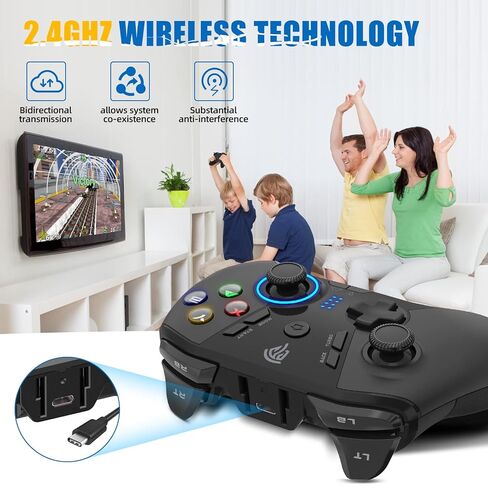 EasySMX X20 Wireless Gaming Controller with RGB Backlit, 2-Stage Hall Effect Stick, 1000Hz Polling Rate, 6-Axis Gyro on Multi-Platform, Mech Buttons- Compatible with PC/Switch/Steam/Android in Kuwait