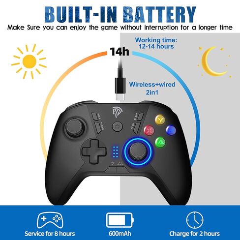 EasySMX X20 Wireless Gaming Controller with RGB Backlit, 2-Stage Hall Effect Stick, 1000Hz Polling Rate, 6-Axis Gyro on Multi-Platform, Mech Buttons- Compatible with PC/Switch/Steam/Android in Kuwait