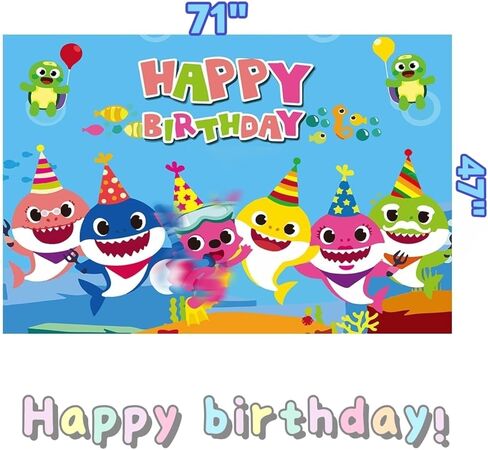 خلفية سمكة قرش لحفلة عيد ميلاد الطفل (71 بوصة * 47 بوصة)، خلفية صورة كرتونية زرقاء للمحيط لتزيين حفلات هدايا الأطفال، وديكورات سمك القرش ومستلزمات الحفلات (أزرق) in Saudi Arabia