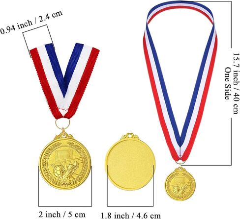 Soccer Medals for Awards for Kids Adults, 12-Pack Gold Metals Awards Medal for Kid’s Sports Soccer Team Participation Trophies, Soccer Party Favors, 2 Inches in Kuwait