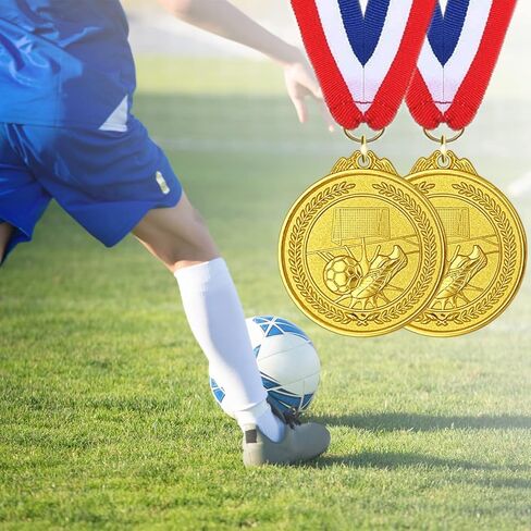 Soccer Medals for Awards for Kids Adults, 12-Pack Gold Metals Awards Medal for Kid’s Sports Soccer Team Participation Trophies, Soccer Party Favors, 2 Inches in Kuwait