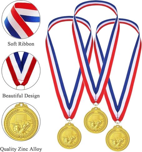 Soccer Medals for Awards for Kids Adults, 12-Pack Gold Metals Awards Medal for Kid’s Sports Soccer Team Participation Trophies, Soccer Party Favors, 2 Inches in Kuwait