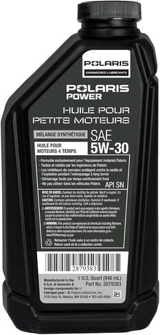 Polaris Synthetic Oil 5W-30 SAE for Portable Generators With Small 4 Cycle Engines, Power Equipment Only, Rust and Oxidation Preventative, Easy Starting in Extreme Cold, 1 Quart, Qty 1-2879383 in Saudi Arabia