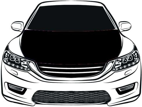 Black Car Cover 3.3X5FT/6X7FT 100 Percent Polyester,Engine Flag, Elastic Fabrics Can be Washed,Car Bonnet Banner (3.3X5FT) in Saudi Arabia
