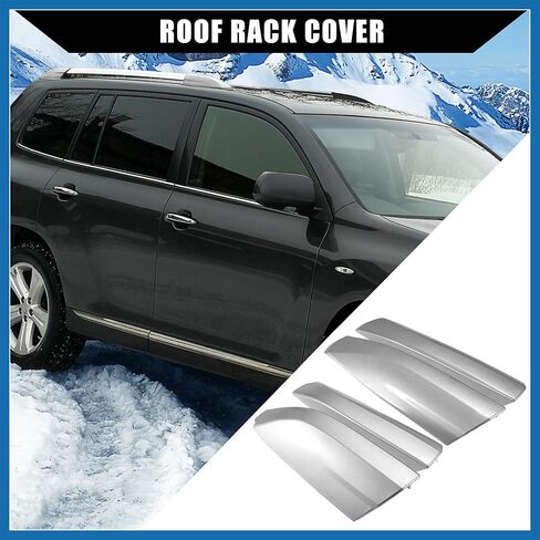 Upper/Roof Rack Rails End Cap Protection Cover Shell for Toyota Highlander 2008-2013 / Rails End Covers Shell Cap / 4 Pcs/Silver Tone White Item Replacement in Saudi Arabia