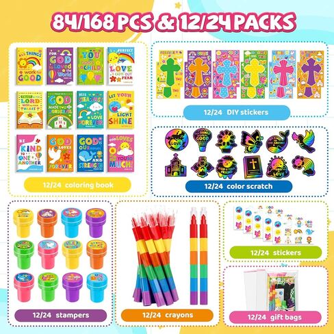 BenLouis Bible Party Favors Christian Inspirational Verses Coloring Set Gift Prizes Bulk for Kids Operation Christmas Child Sunday School Religious Activities Goodie Bag Stuffers（12set Verses） in Saudi Arabia