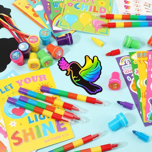 BenLouis Bible Party Favors Christian Inspirational Verses Coloring Set Gift Prizes Bulk for Kids Operation Christmas Child Sunday School Religious Activities Goodie Bag Stuffers（12set Verses） in Saudi Arabia