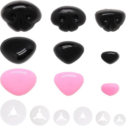 BUXIMN 90 قطعة أنوف أمان للحيوانات الكروشيه - 60 قطعة أنف أمان مثلثة للحيوانات المحشوة - وردي وأسود - مقاسات 9 مم، 15 مم، 18 مم، 30 قطعة أنف بلاستيكية للكلاب - أسود - مقاس 16 مم، 19 مم، 23 مم in Kuwait