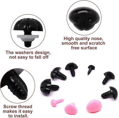 BUXIMN 60PCS Safety Noses for Crochet Animals with Washers Stuffed Animal Noses Plastic Dog Noses for Crafts - Black & Brown- 3 Sizes: 16mm, 19mm, 22mm in Saudi Arabia