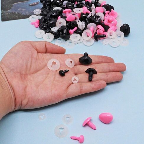 BUXIMN 60PCS Safety Noses for Crochet Animals with Washers Stuffed Animal Noses Plastic Dog Noses for Crafts - Black & Brown- 3 Sizes: 16mm, 19mm, 22mm in Saudi Arabia