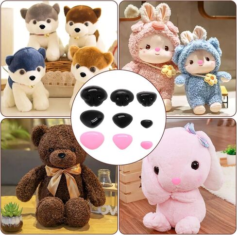 BUXIMN 60PCS Safety Noses for Crochet Animals with Washers Stuffed Animal Noses Plastic Dog Noses for Crafts - Black & Brown- 3 Sizes: 16mm, 19mm, 22mm in Saudi Arabia