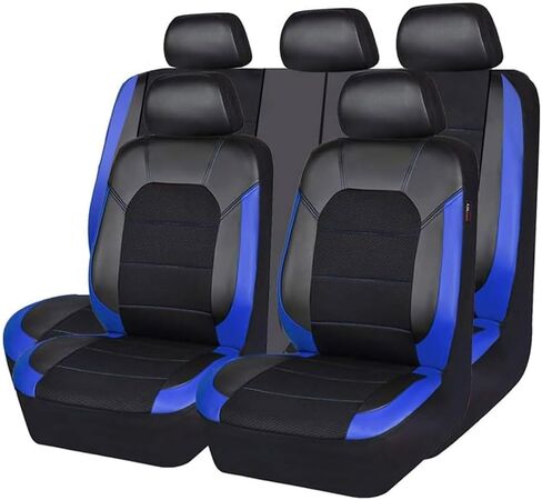 9 قطع مجموعة كاملة من أغطية مقاعد السيارة لسيارة Ford Ranger 2020-2023 2024 2025، أغطية مقاعد أمامية وخلفية وواقي مقعد مريح وجيد التهوية وملحقات داخلية، أزرق in Kuwait