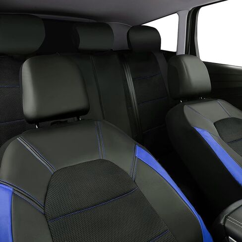9 قطع مجموعة كاملة من أغطية مقاعد السيارة لسيارة Ford Ranger 2020-2023 2024 2025، أغطية مقاعد أمامية وخلفية وواقي مقعد مريح وجيد التهوية وملحقات داخلية، أزرق in Kuwait