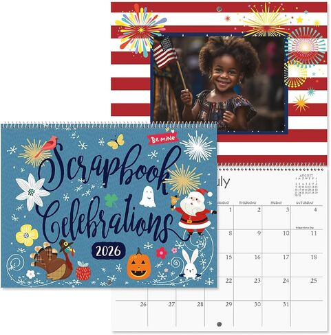 Current 2026 Celebrations Scrapbook Wall Calendar - 12-Inch x 9-Inch Size Closed, 18-Inch Size Open, Large Bookstore-Quality, DIY Spiral-Bound Hanging Calendar for Kitchen & Office, by Current in Saudi Arabia