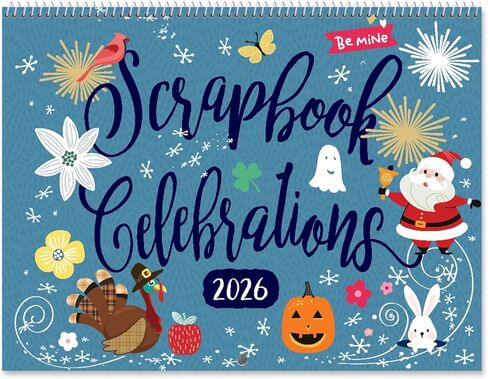 Current 2026 Celebrations Scrapbook Wall Calendar - 12-Inch x 9-Inch Size Closed, 18-Inch Size Open, Large Bookstore-Quality, DIY Spiral-Bound Hanging Calendar for Kitchen & Office, by Current in Saudi Arabia