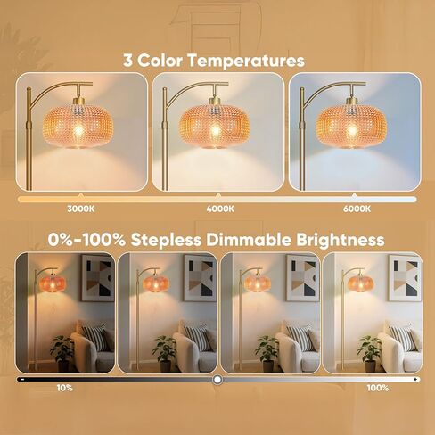 Modern Floor Lamp for Living Room, Mid Century Tall Standing Lamp Green Glass Lamp Shape, Dimmable Gold Tall Pole Lamp for Bedroom Office with Remote, 1 x 12W LED Edison Bulbs Included in Saudi Arabia