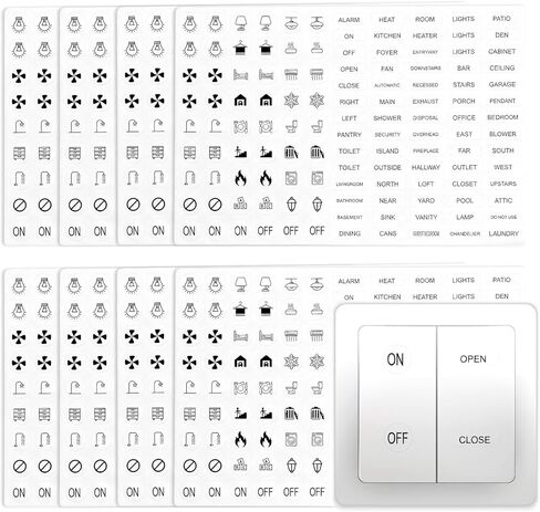 ملصقات مفاتيح الإضاءة الشفافة 620 قطعة، ملصقات مفاتيح مقاومة للماء للمنزل والمكتب والمطبخ والحمام وتحديد وتنظيم (620 قطعة) in Kuwait