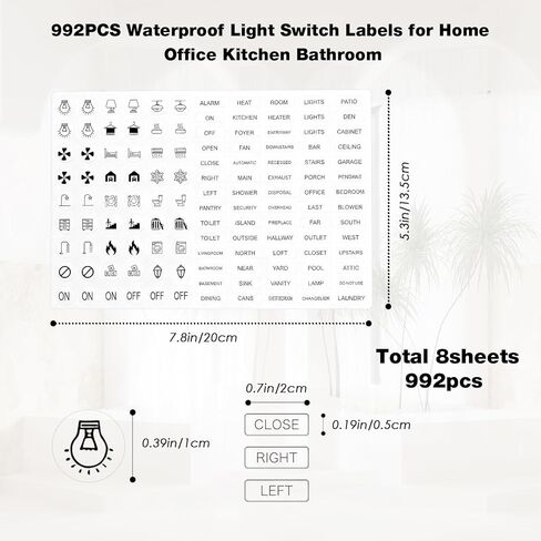 ملصقات مفاتيح الإضاءة الشفافة 620 قطعة، ملصقات مفاتيح مقاومة للماء للمنزل والمكتب والمطبخ والحمام وتحديد وتنظيم (620 قطعة) in Kuwait