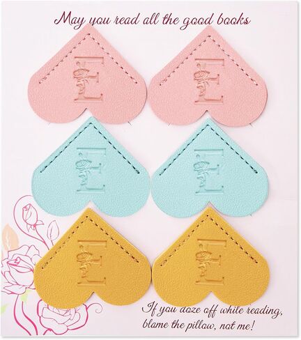 2 Pcs Personalized Gifts Heart Leather Bookmarks, Cute Custom Initial Letter Bookmarks Corner Page Book Marks Reading Accessories Stocking Stuffers for Women Readers Book Lovers Teachers (M) in Saudi Arabia
