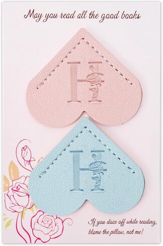 2 Pcs Personalized Gifts Heart Leather Bookmarks, Cute Custom Initial Letter Bookmarks Corner Page Book Marks Reading Accessories Stocking Stuffers for Women Readers Book Lovers Teachers (M) in Saudi Arabia